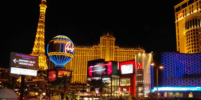 Las Vegas strip at night.