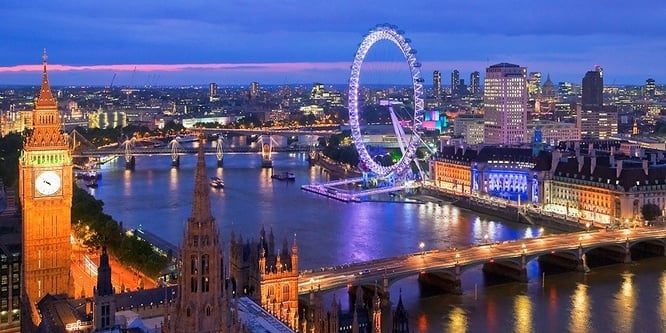 Skyline view of London, United Kingdom.