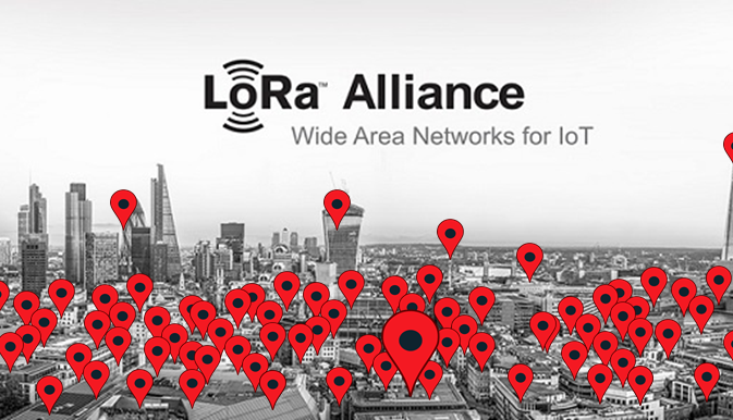 LoRa Alliance Wide Area Networks for IoT logo with a city background.