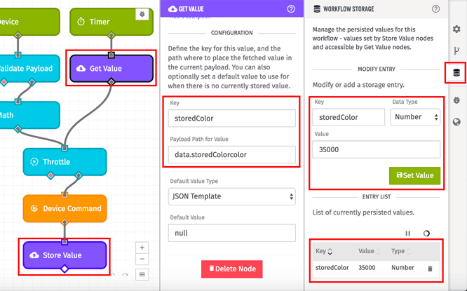 Get a value and store it in a Losant workflow