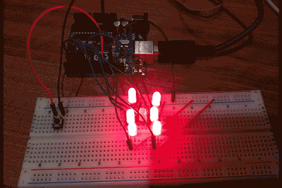 Arduino Uno LED dice roll animation.