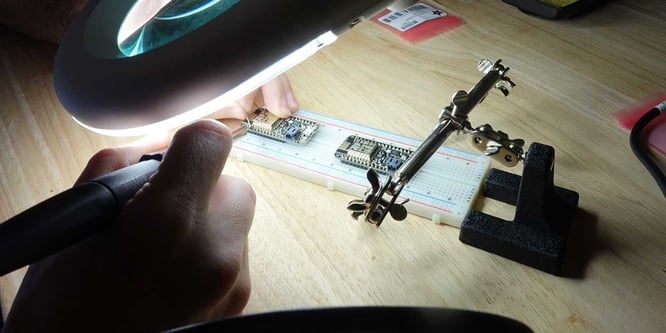 Building Breadboard Under a Light.