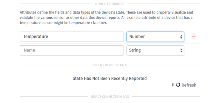 Device Attributes for a recent Tessel device in Losant IoT platform.