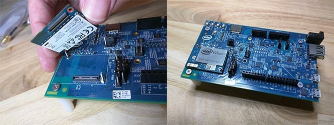 Arduino Kit for Intel Edison Module hardware with the board exposed.