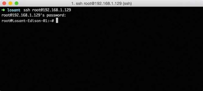 Intel Edison SSH Root screen with automatically enabled SSH.