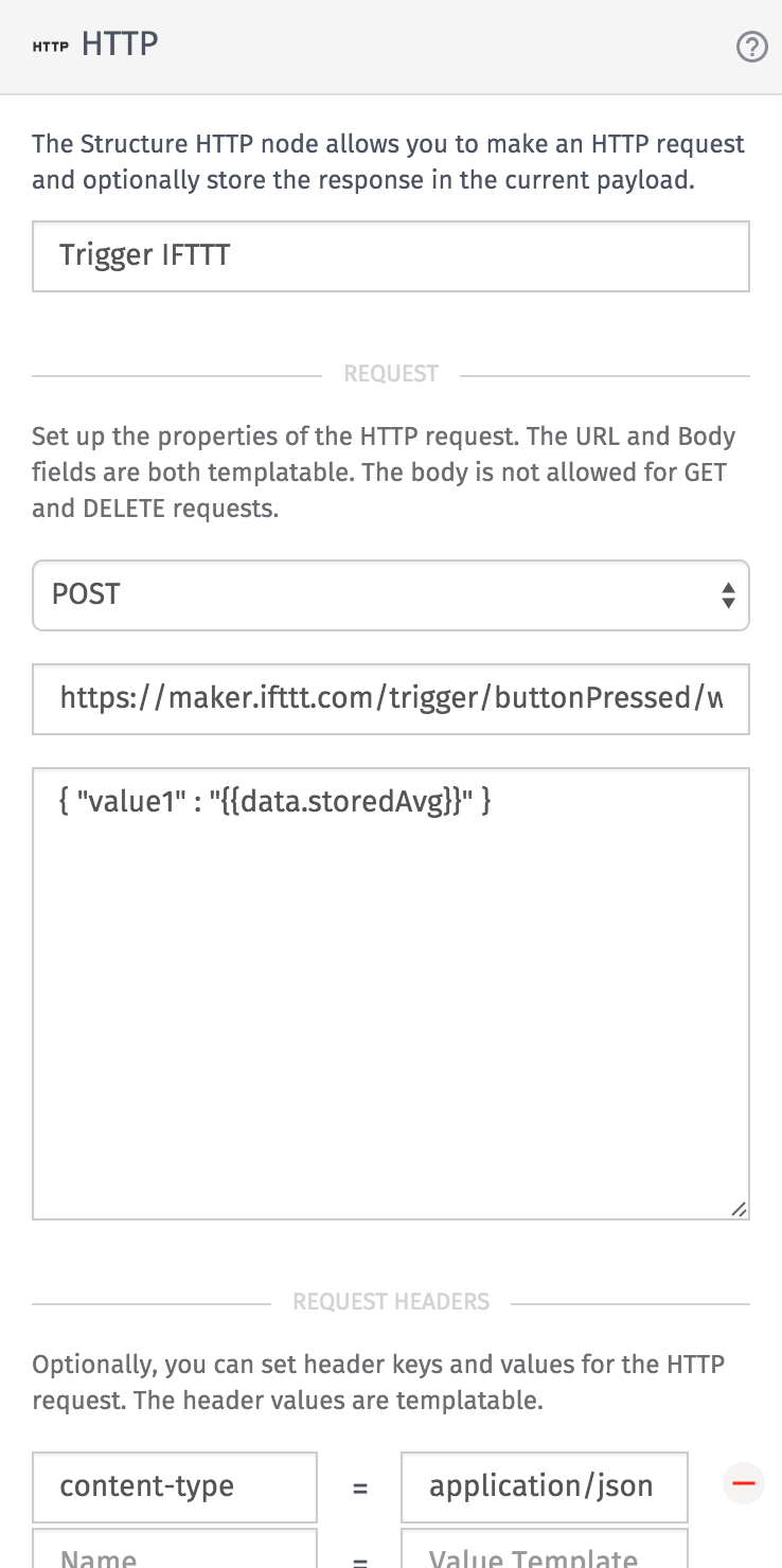 Rolling Average workflow with HTTP node Trigger IFTTT.