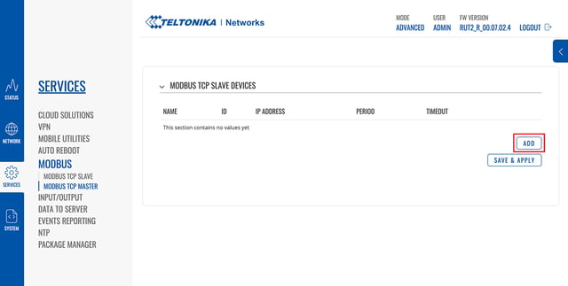 Teltonika Modbus TCP Master