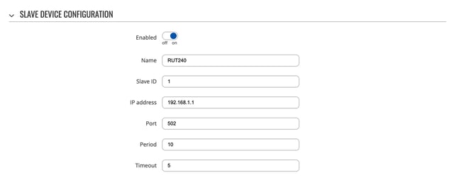 Teltonika Slave Device Configuration