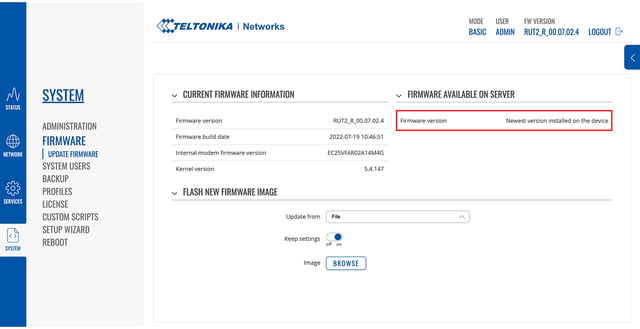 Teltonika Firmware Version