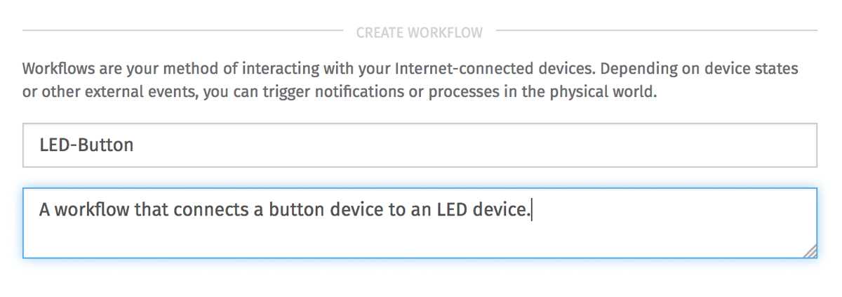 A form within the Losant IoT platform for creating a Workflow.