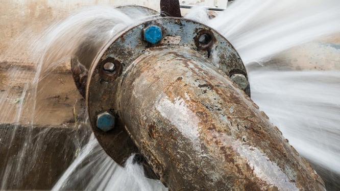 metal-pipe-with-valve-is-leaking-in-water-treatment-plant