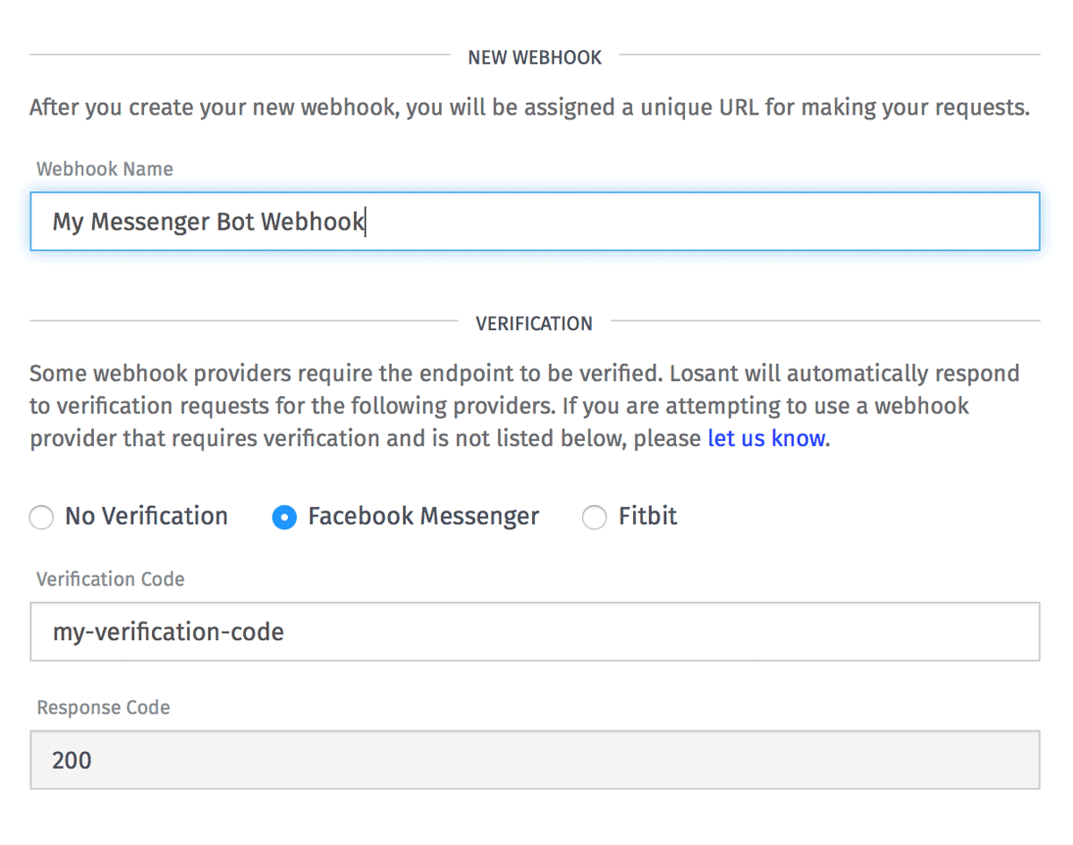 WebHook setup in Losant IoT platform.