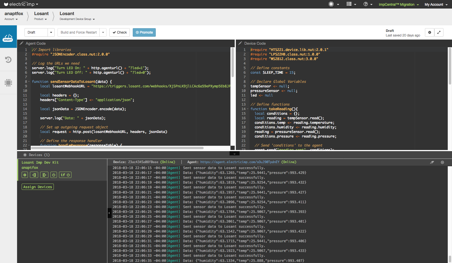 Connecting The Electric Imp Platform to Losant