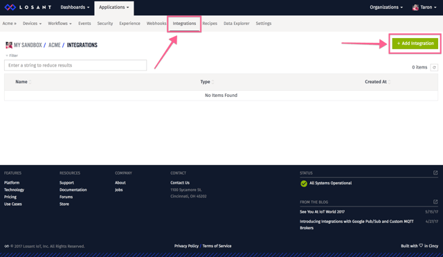 Losant Integrations Application