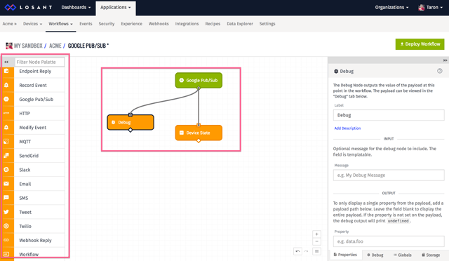 Pub Sub Workflow Losant Trigger