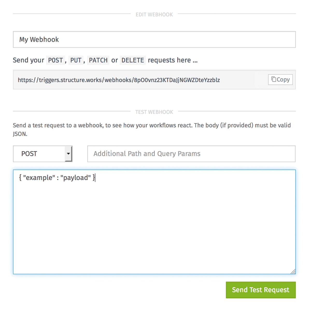 Webhook Tester within Losant IoT platform.