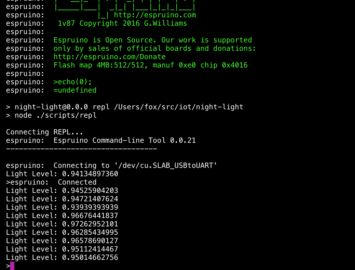 Using a NodeMCU and Light Sensor To Build a JavaScript Night Light