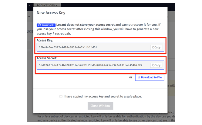losant-iot-access-key-secret