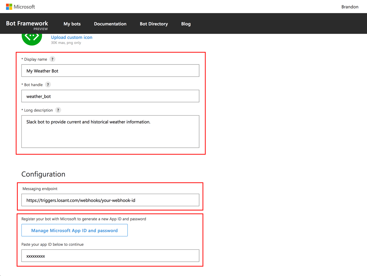 How to configure various details of your bot