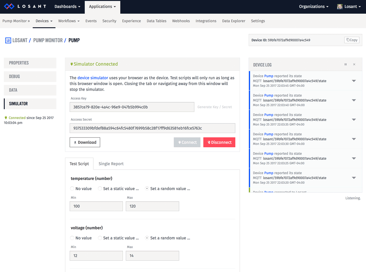 IoT device simulator