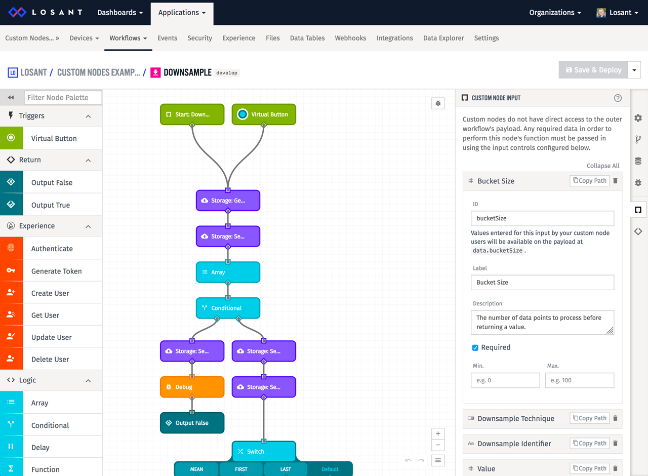 Implementation of the Downsample Losant Custom Node