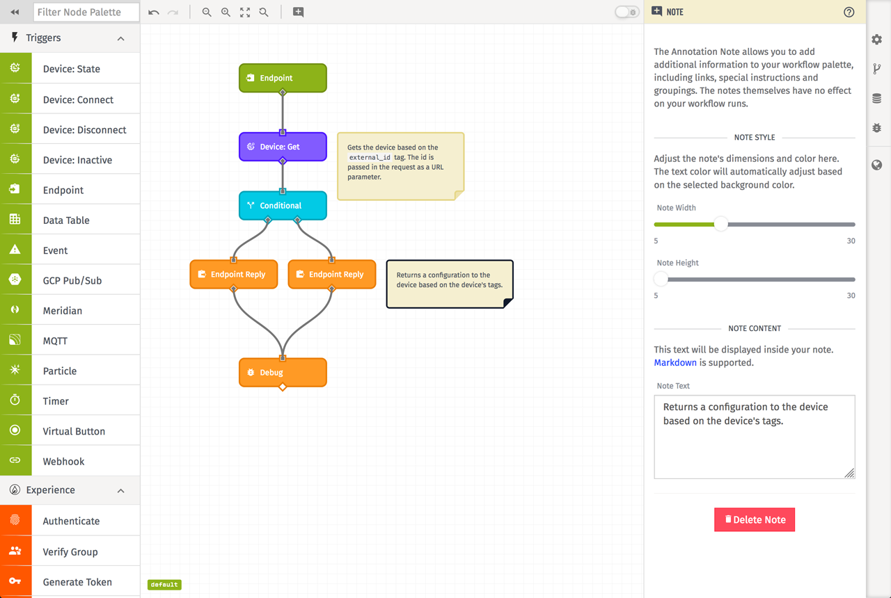 Losant Workflow Notes