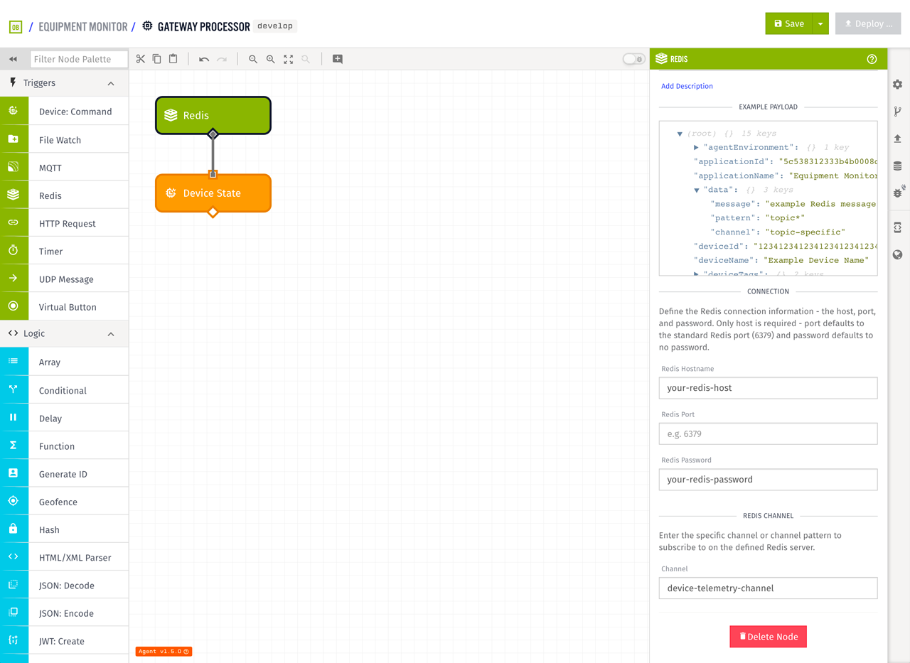 Losant Edge Workflow with Redis Trigger