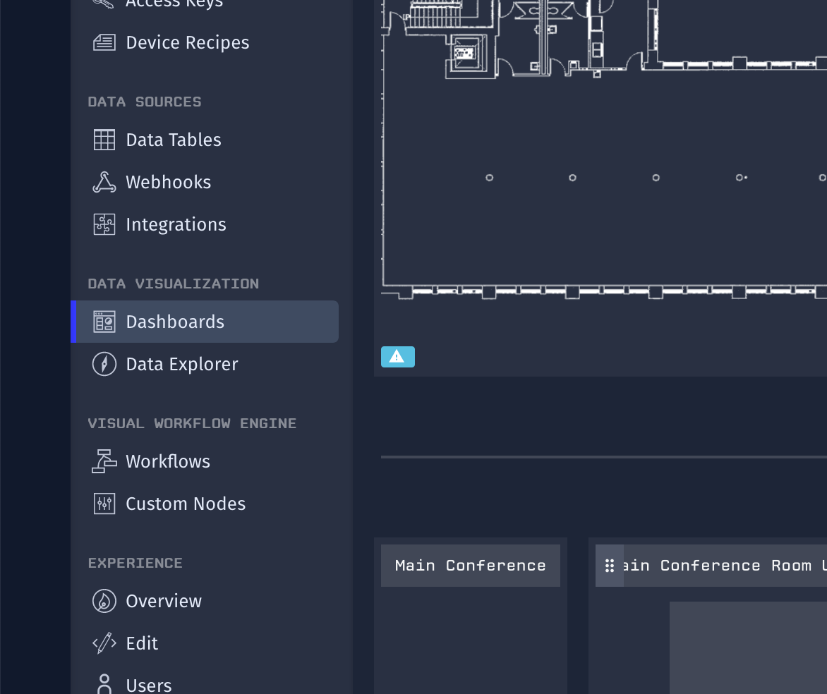 Losant dashboard menu