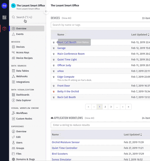 Losant application search