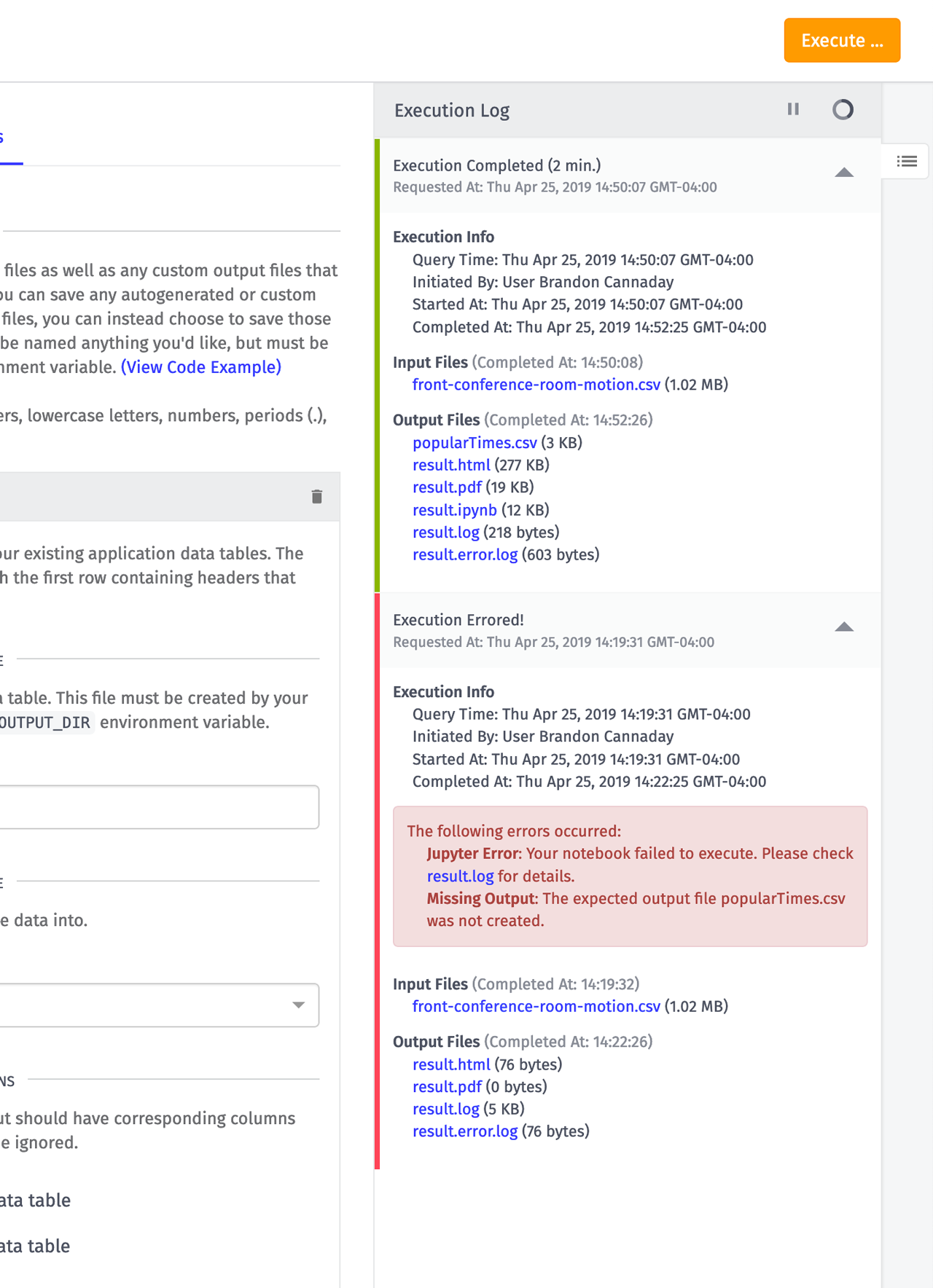 Losant Notebooks Execution Log