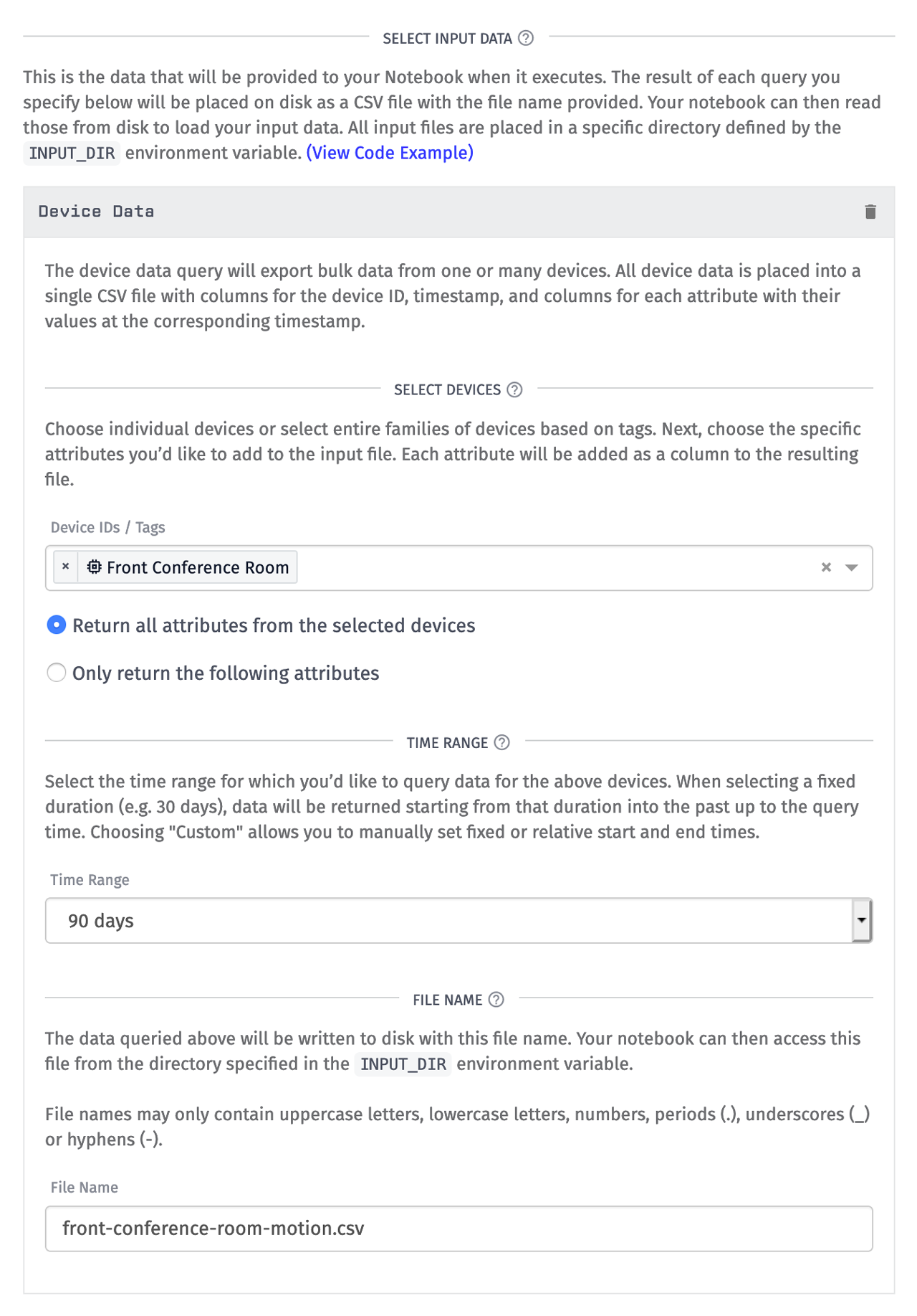 Losant Notebooks Input Data