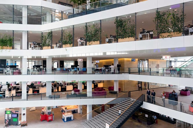 Office Building Interior with Multiple Floors