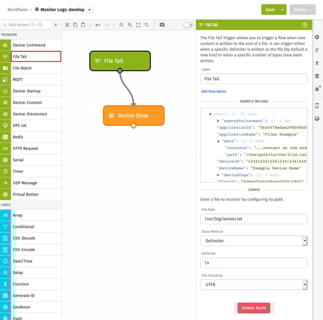 Losant File Tail Example Workflow