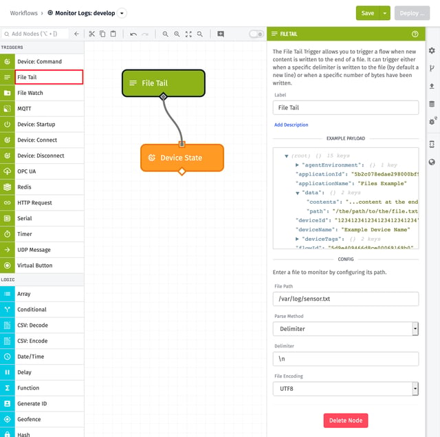 Losant File Tail Example Workflow