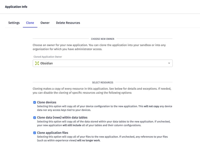 Losant Application Cloning Configuration