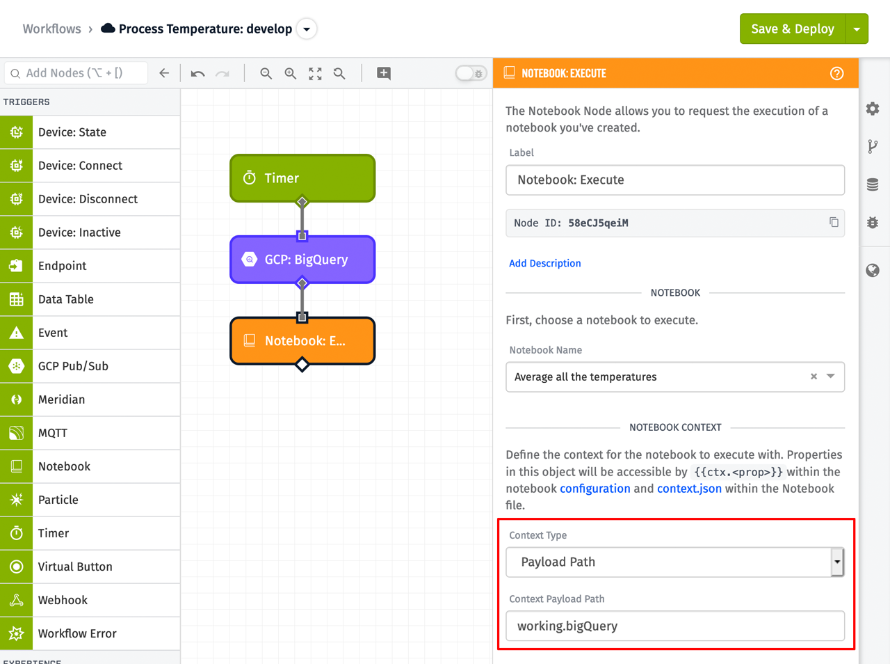 Losant Notebook Execute Node with Context