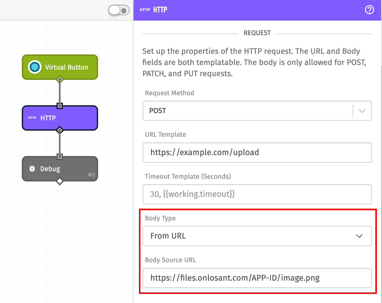 Losant HTTP Node - Body From URL
