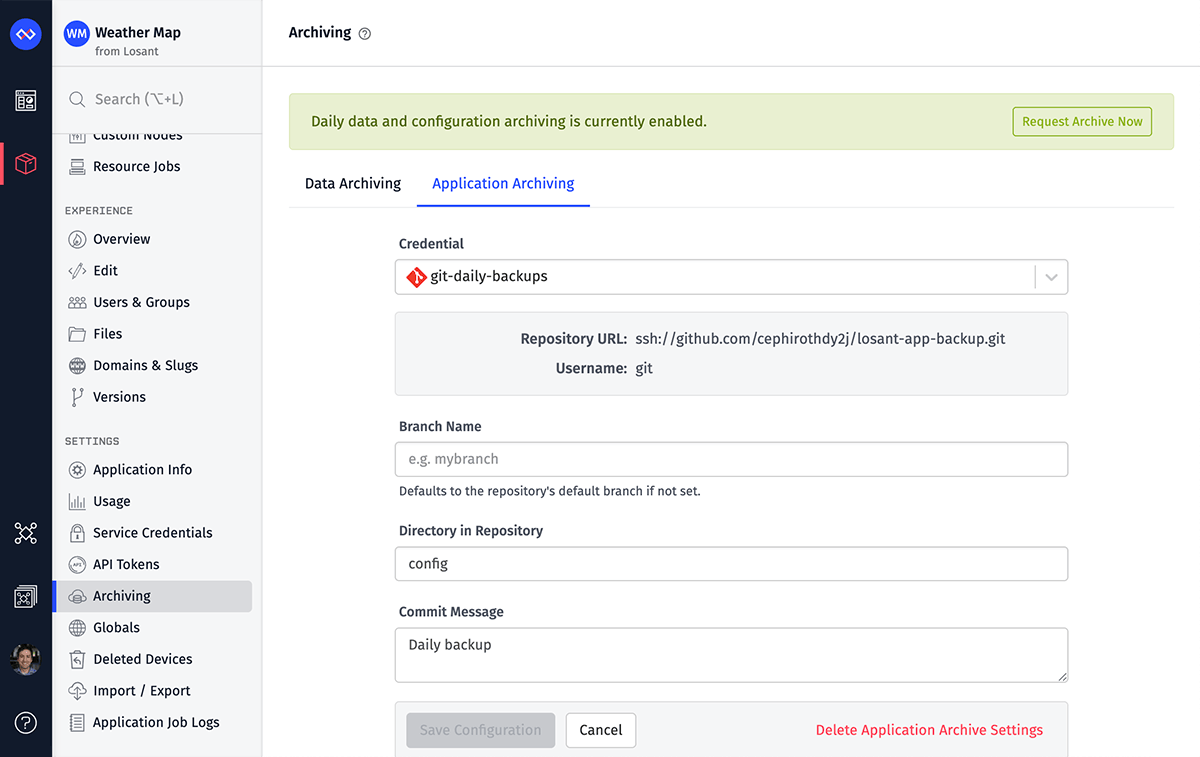 losant-application-archiving-git-repo