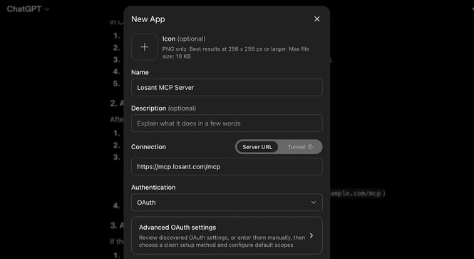 Connecting ChatGPT to Losant's MCP Server