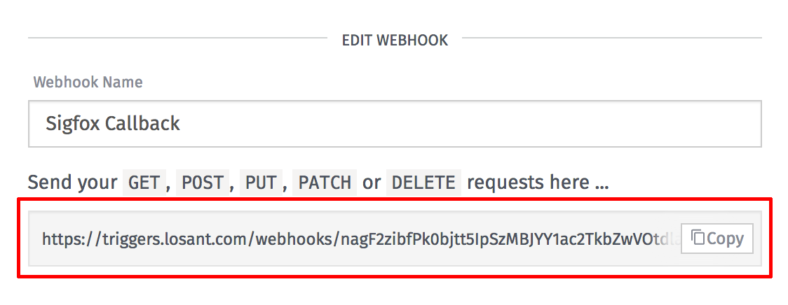 Losant webhook URL