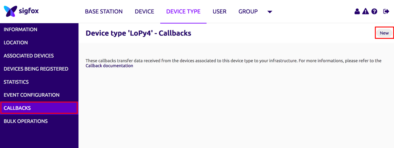 Sigfox new callback