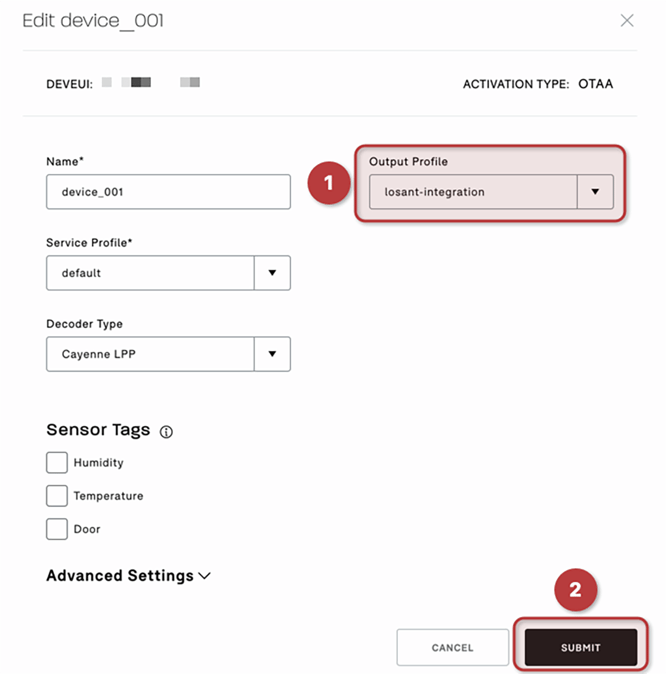 Edit Device Output Profile MachineQ