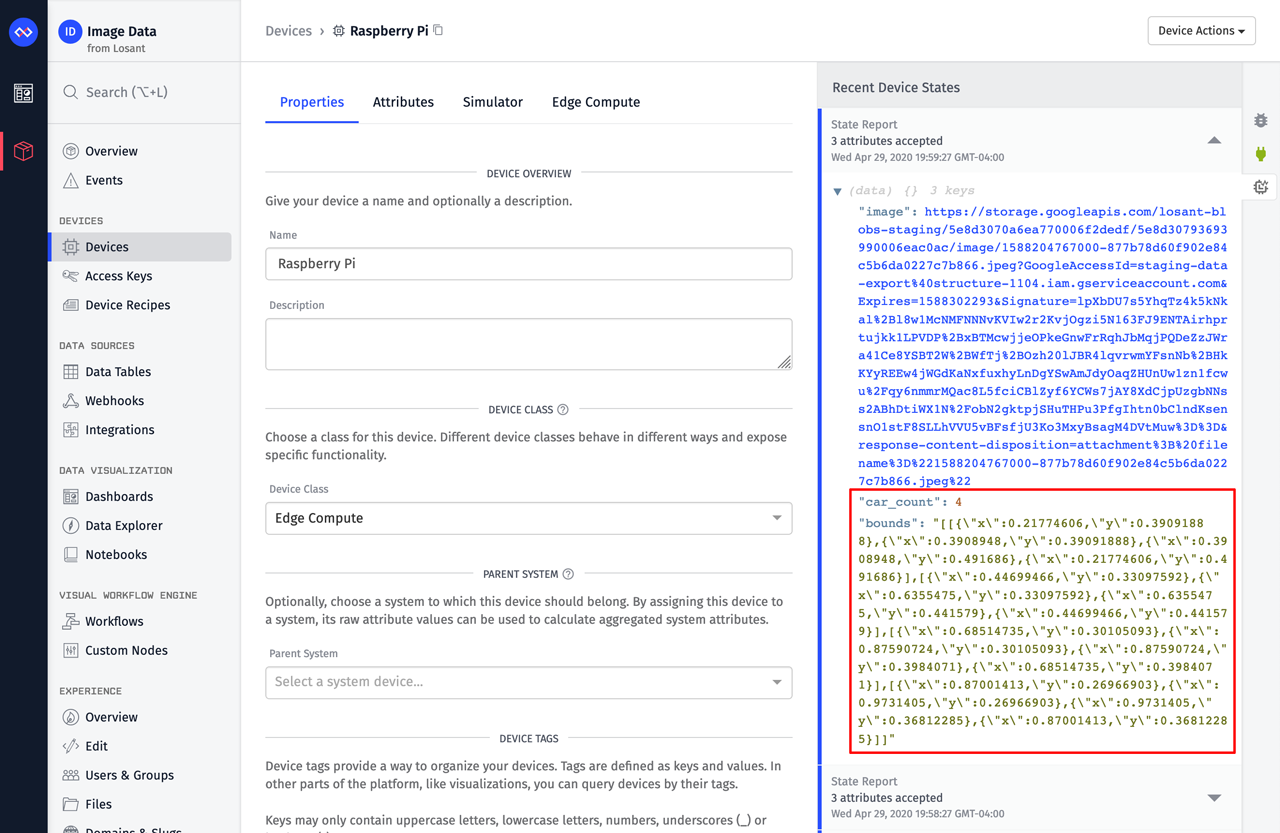 Losant Device State Log