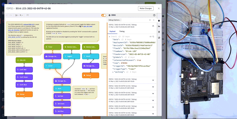 ESP32 Blinking LED with Losant Embedded Workflow