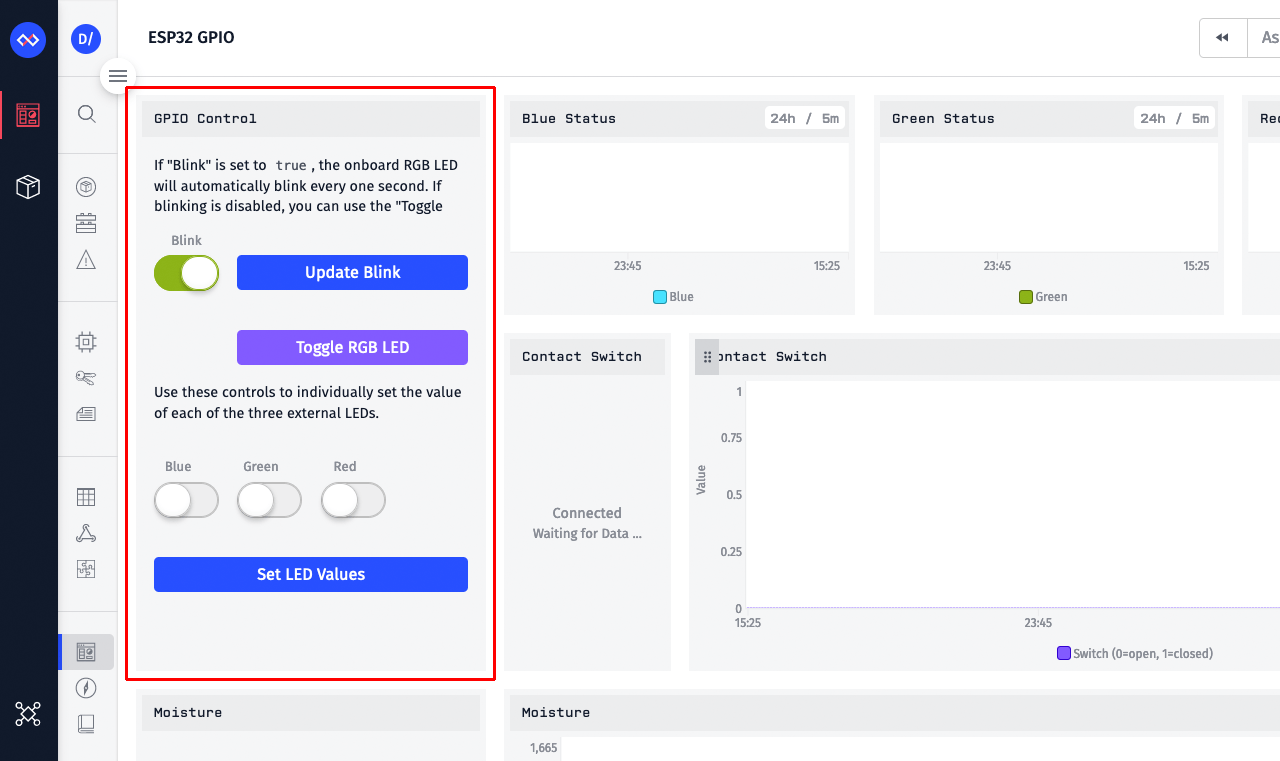 Losant Dashboard with Input Controls Block