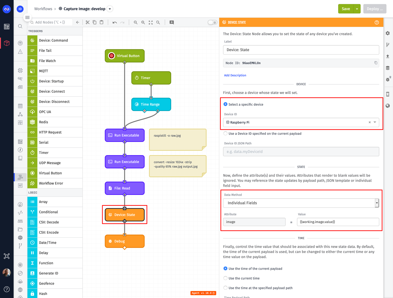 Losant Edge Workflow Device State