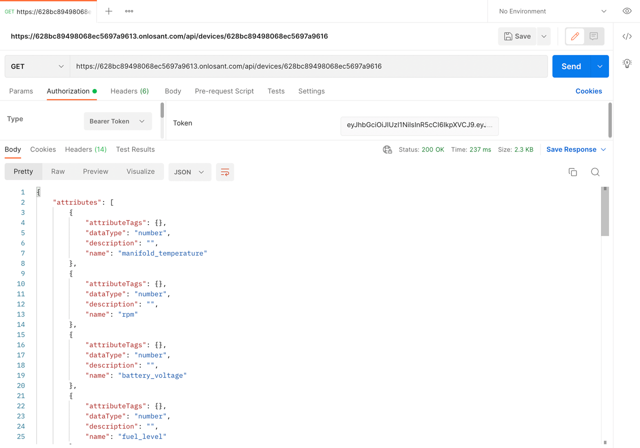 IoT API Device Metadata Postman