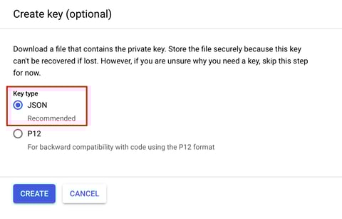 Google Service Account Key JSON