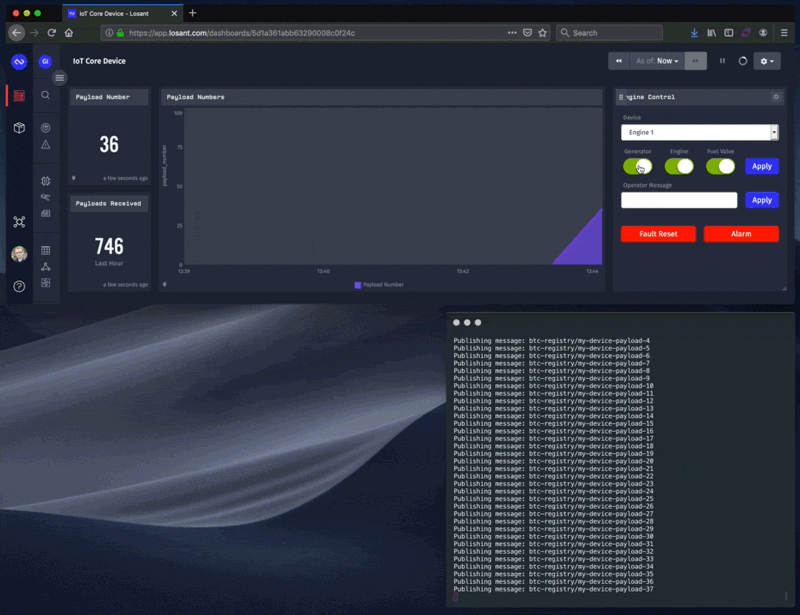 Losant Dashboard sending commands to Google Cloud IoT Core devices