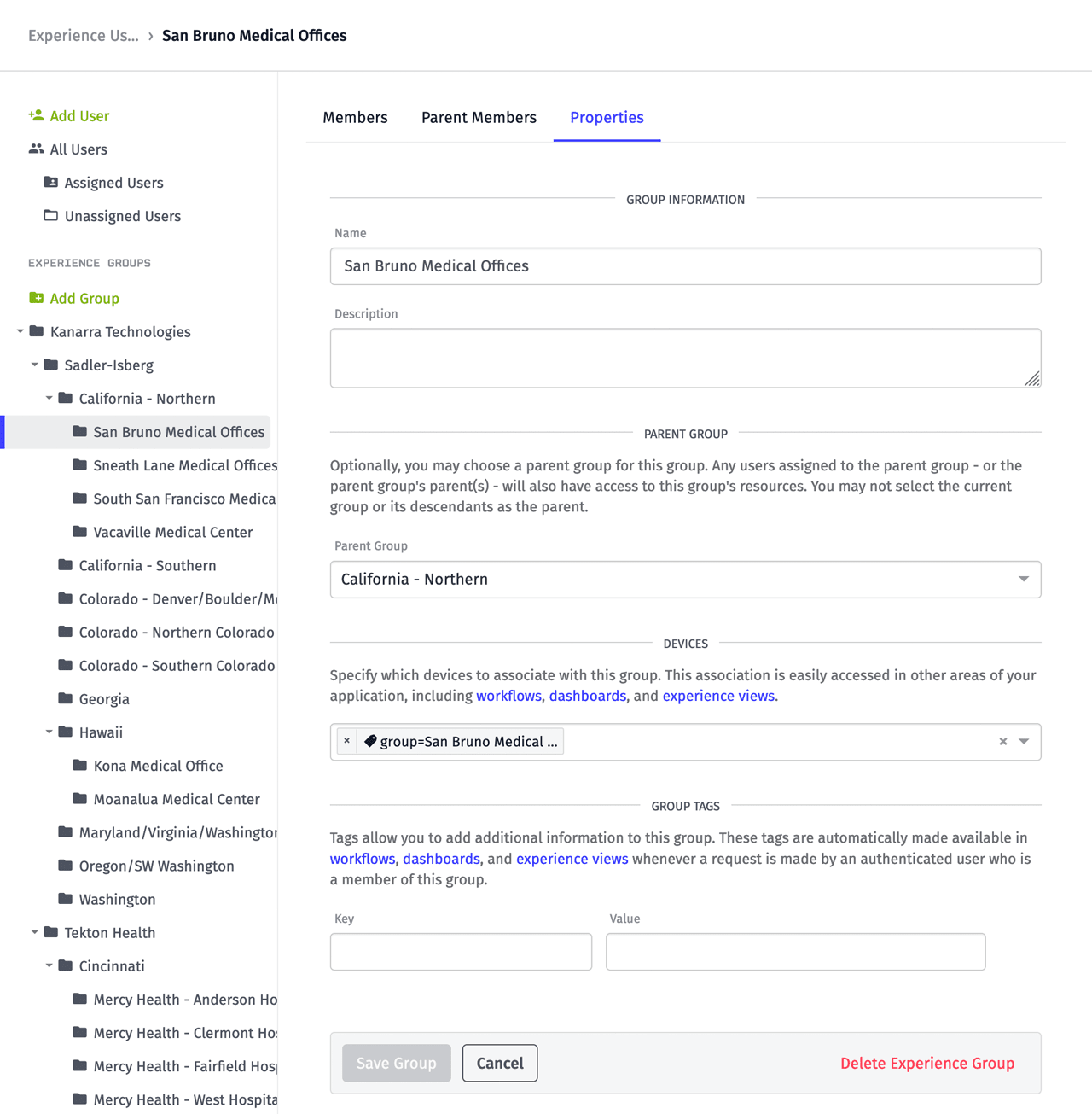 Losant Nested Experience Groups